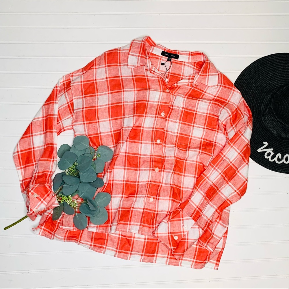 Sanctuary Plaid Button Up Linen Shirt
